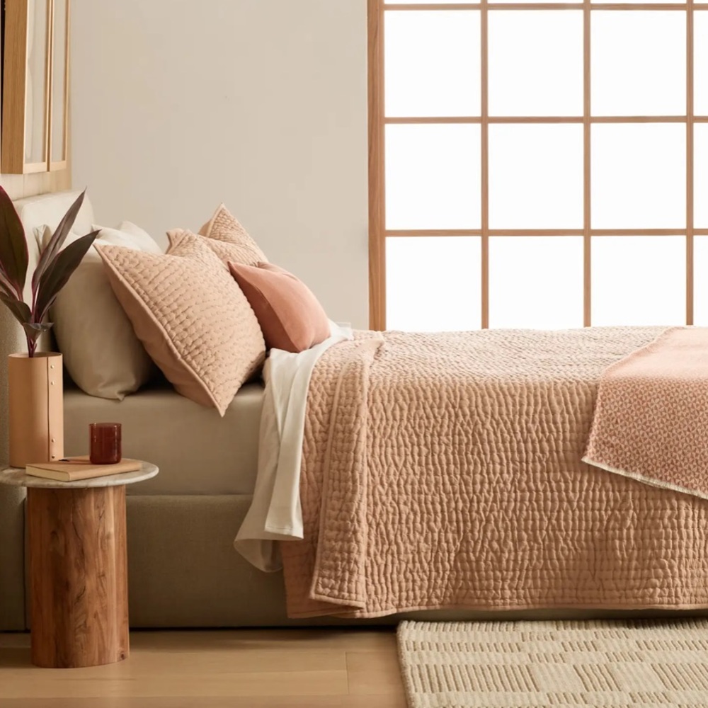 NWOT QUINCE European Linen Cotton Stitch Quilt King/Cal King Desert Sunset 3387 - Picture 5 of 11